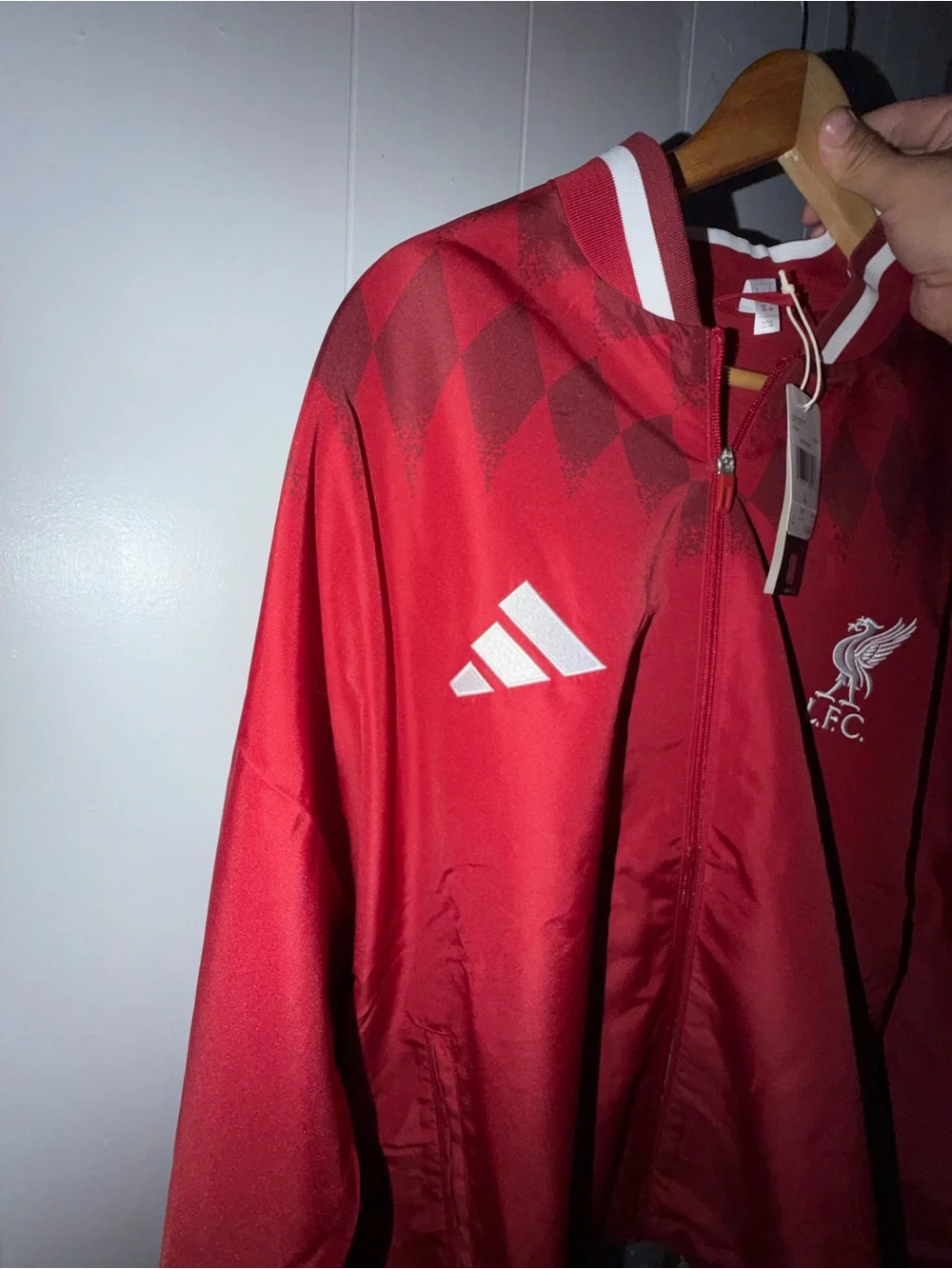 Men adidas Red Liverpool FC Windbreaker Jacket Size L